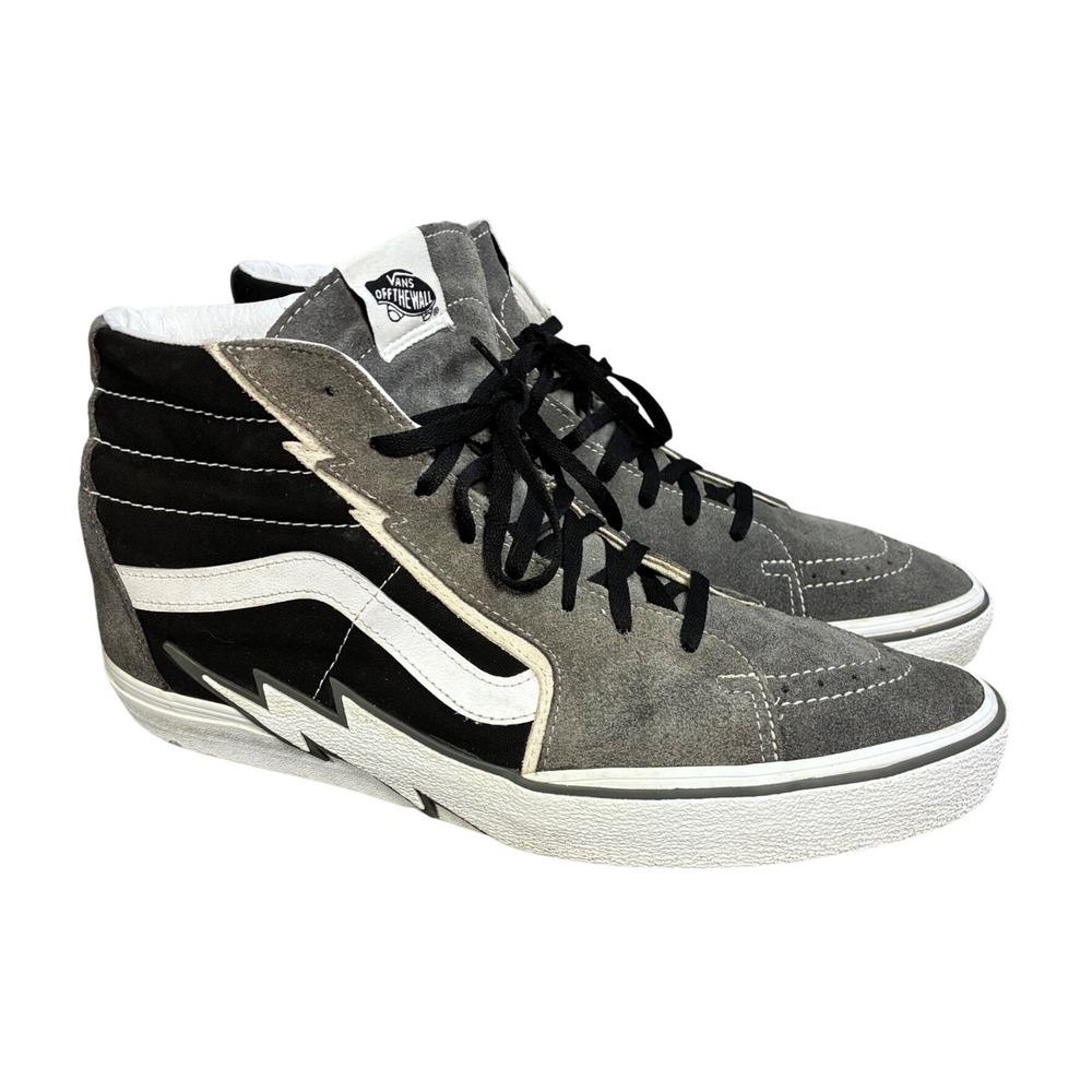 Mens Vans Skate Sk8-Hi Bolt Black Grey Canvas Suede Sneakers Shoes Size 13.0